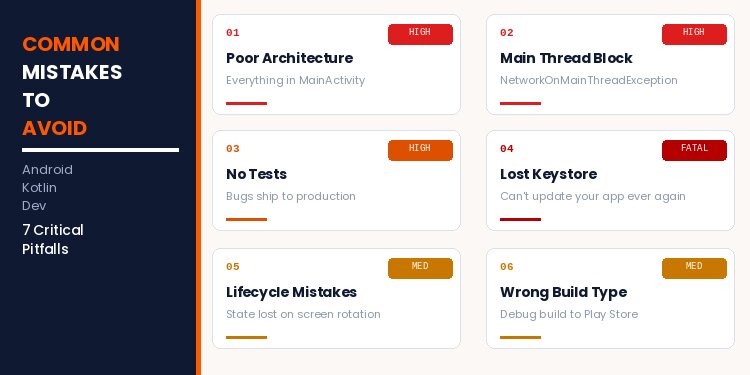 a snapshot of common kotlin app development mistakes to avoid