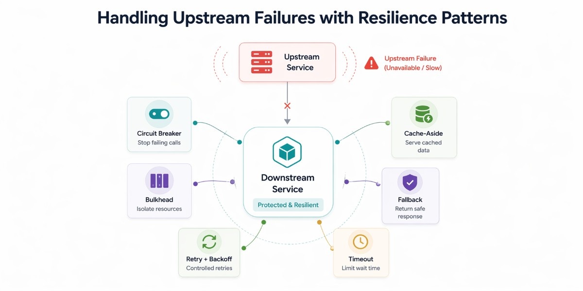 an image showcasing on how to handle upstream failures with resilience patterns in microservices