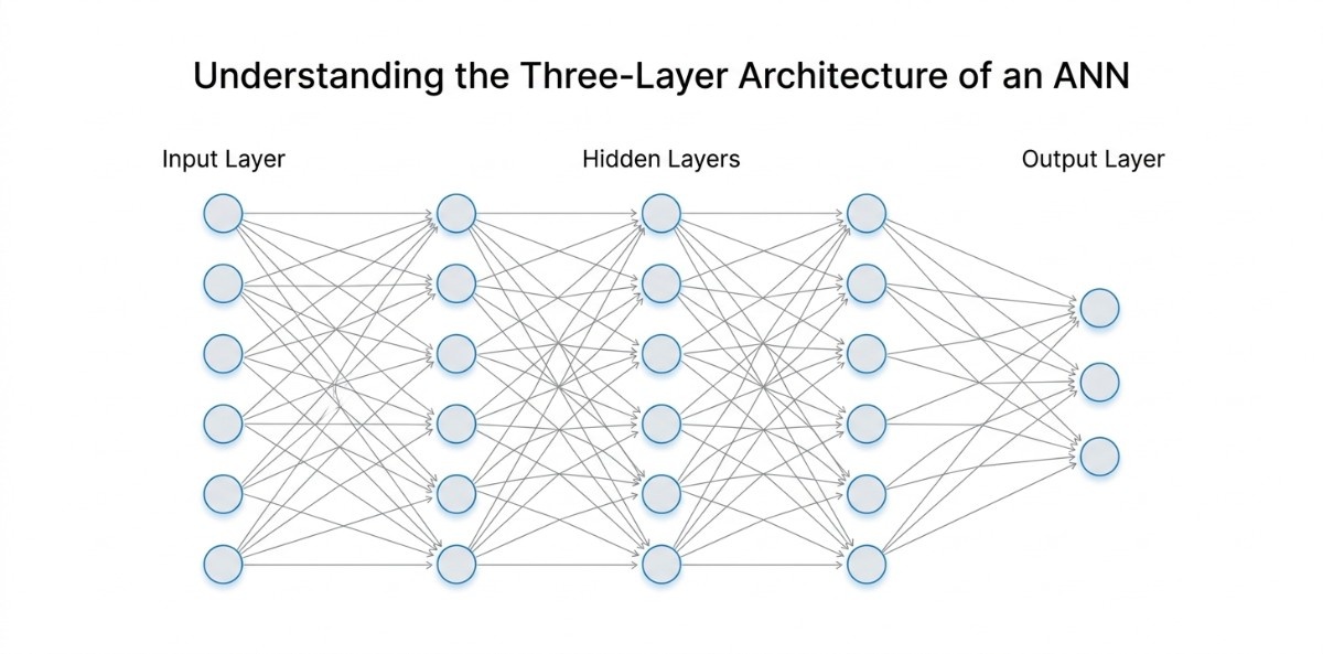 an image showcasing the three layer architecture of neural network 