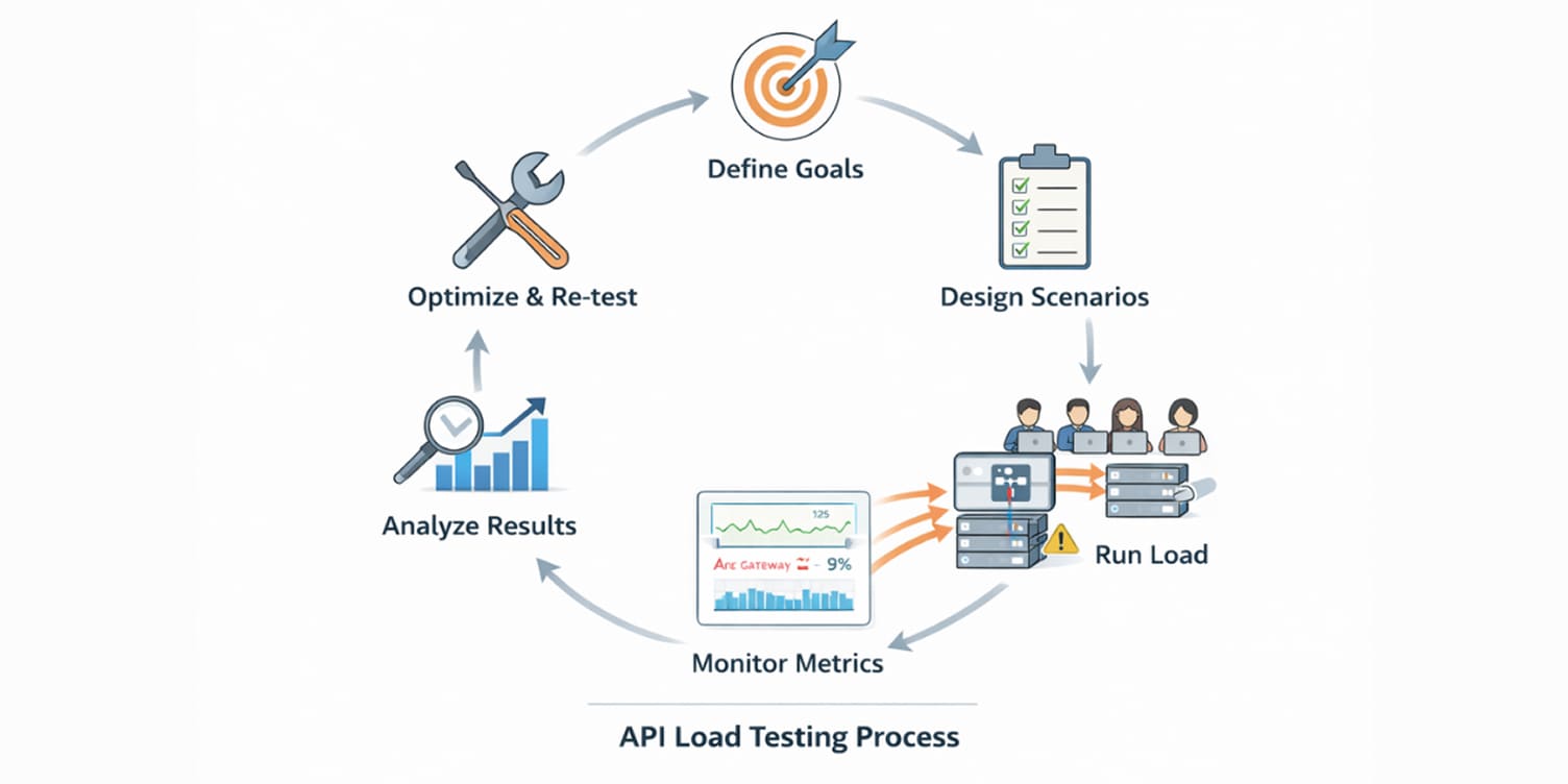 a visual flowchart to display an entire load testing api process