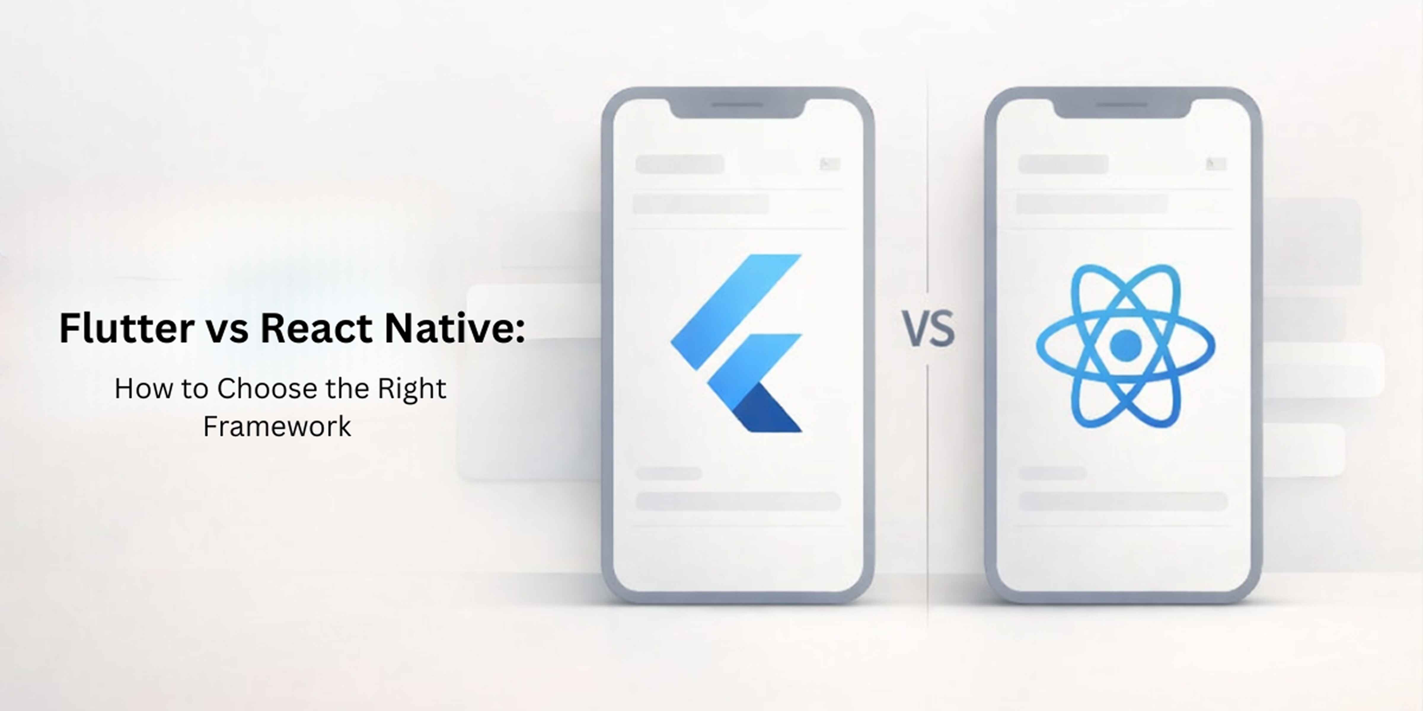 A banner image that represent the flutter vs react native for mobile application development