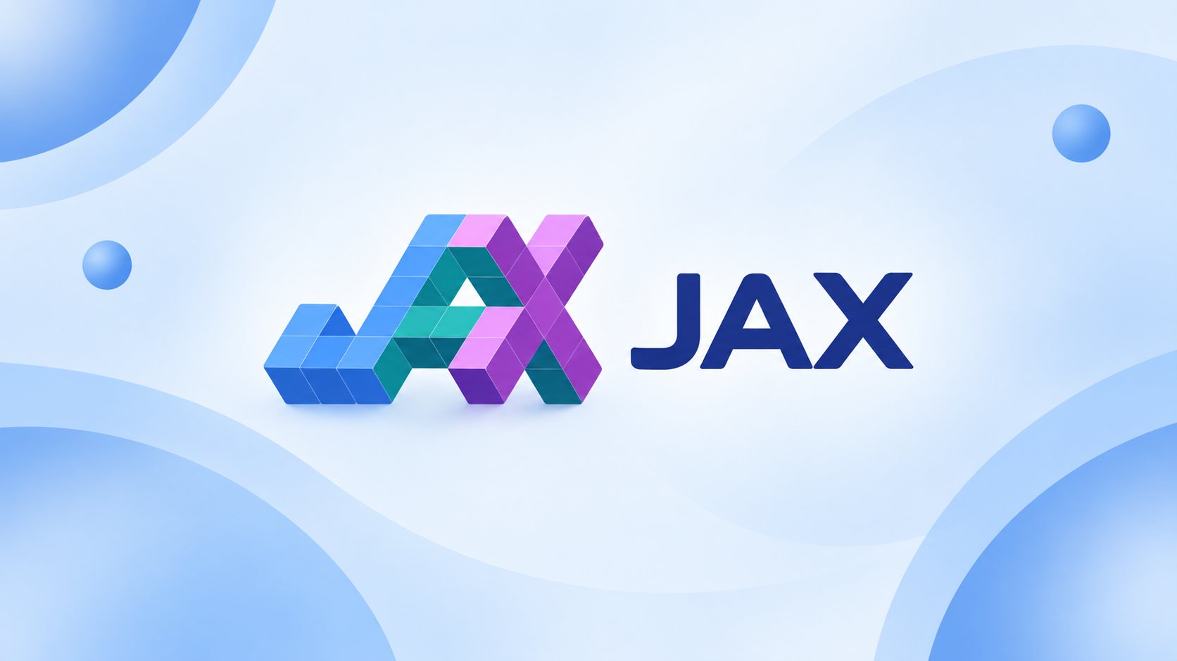 JAX logo with numerical arrays and computational acceleration representing high-performance machine learning research