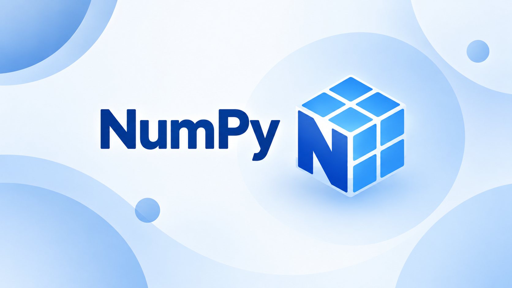 NumPy cube representing numerical computing and array operations on a soft blue abstract background