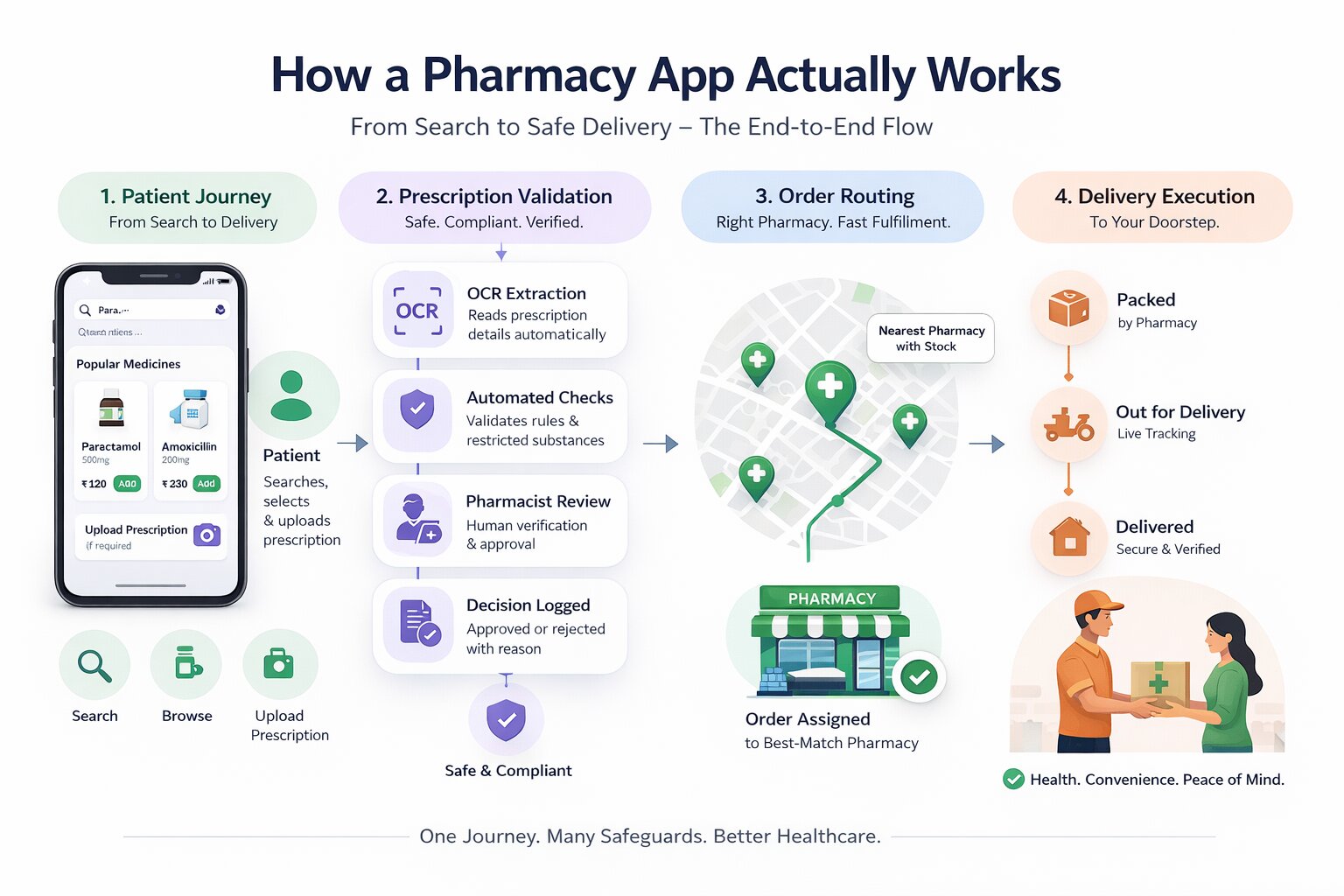a snapshot of how a pharmacy app works