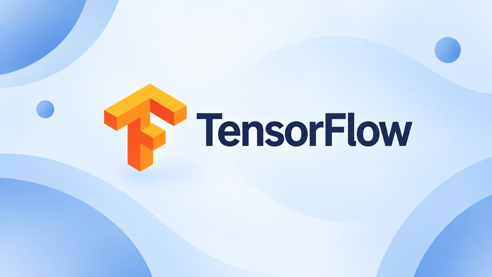 TensorFlow logo with neural network nodes representing deep learning and machine learning