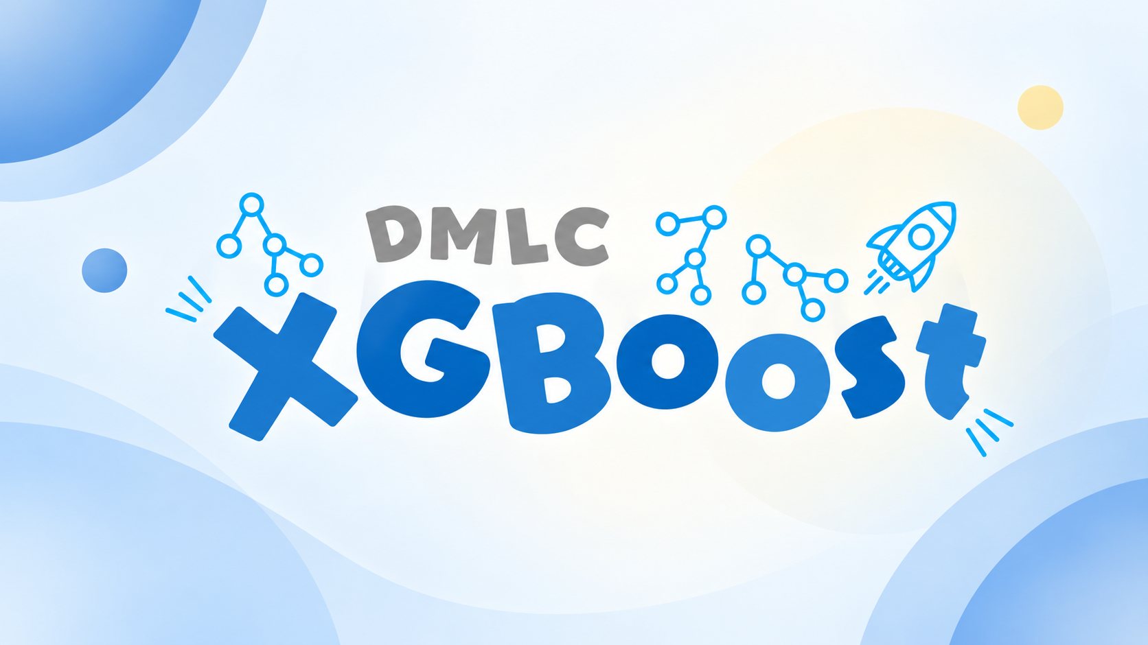 XGBoost logo with decision tree structures representing gradient boosting and machine learning